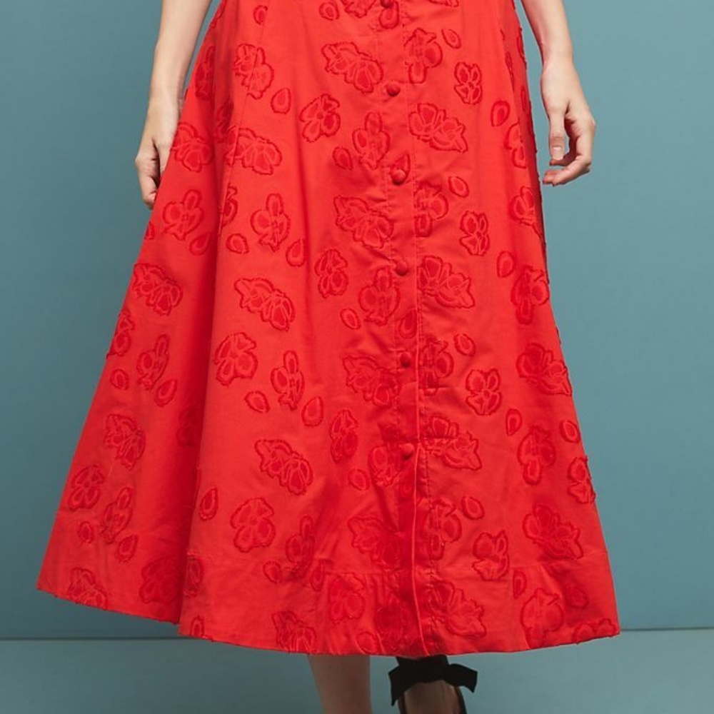 Anthropologie x Maeve Sandra Floral Red Belted Skirt, Size US 10/UK 14 - Picture 10 of 11